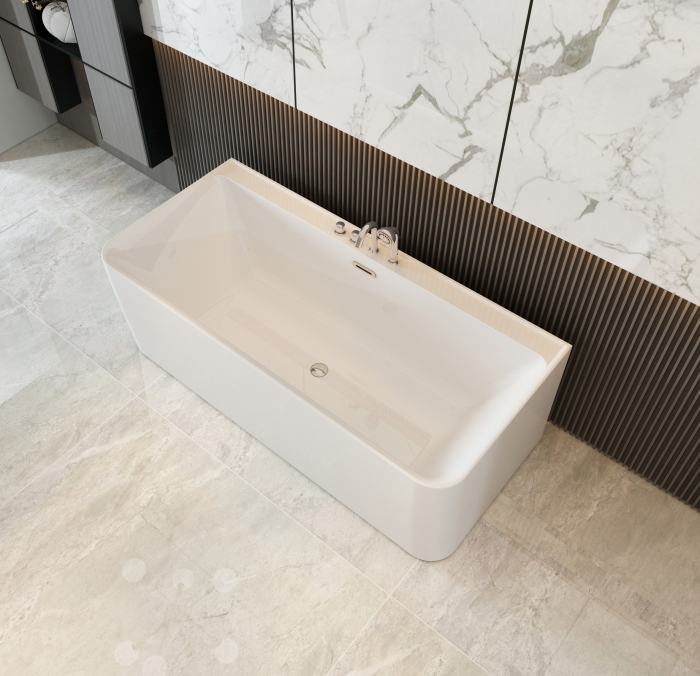 Cadă freestanding lipită de perete formă dreptunghiulară 170x80x59 cm culoare albă model Rivana [2]