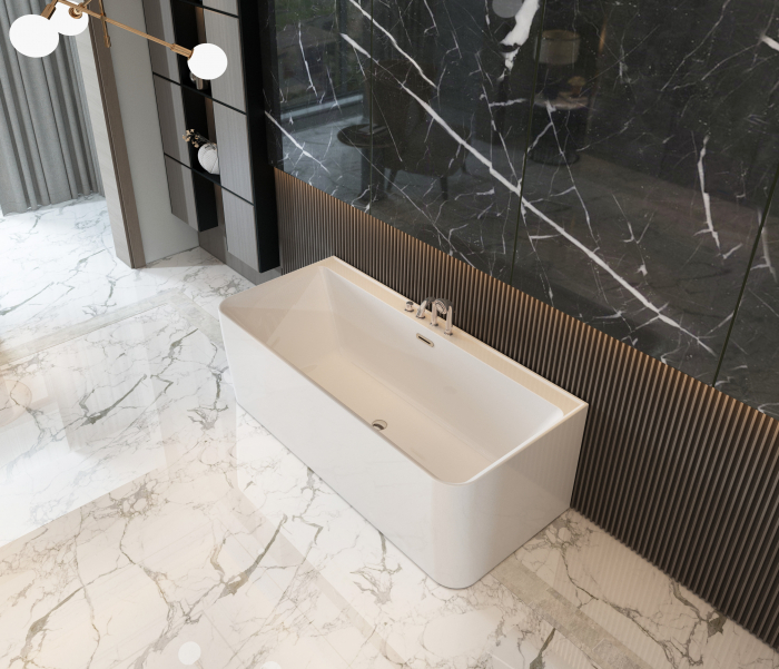 Cadă freestanding lipită de perete formă dreptunghiulară 170x80x59 cm culoare albă model Rivana [4]