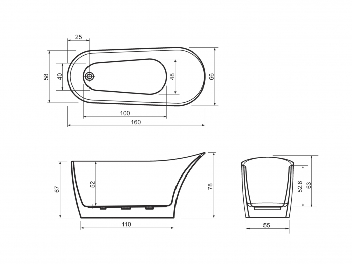 Cadă freestanding formă ovală 160x66x78 cm culoare albă model Rovana [6]