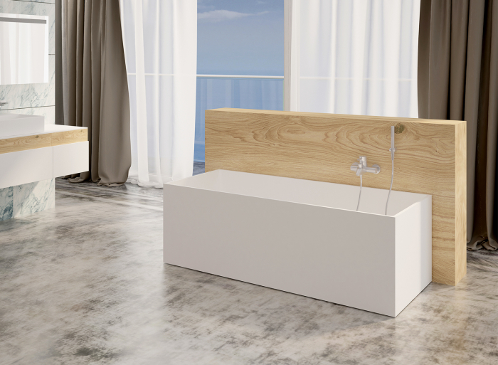 Cadă freestanding formă dreptunghiulară 171x72x57 cm culoare albă model Stone Summer [2]
