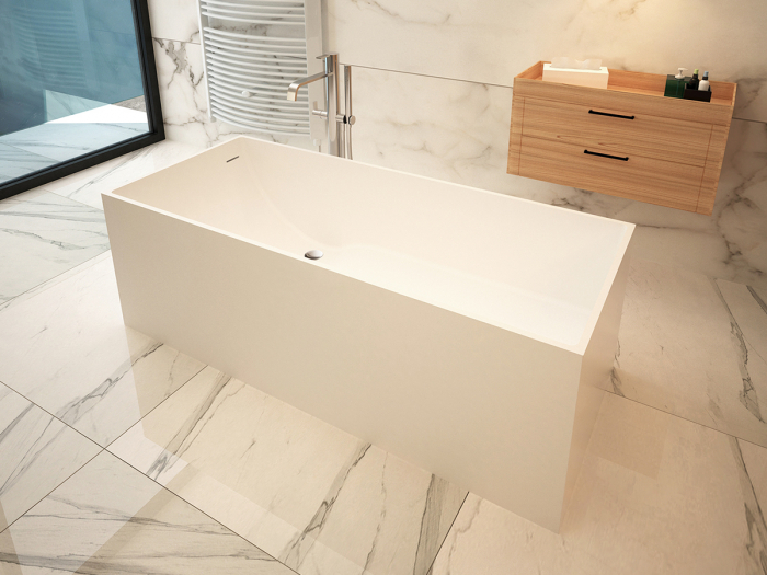 Cadă freestanding formă dreptunghiulară 171x72x57 cm culoare albă model Stone Summer [3]