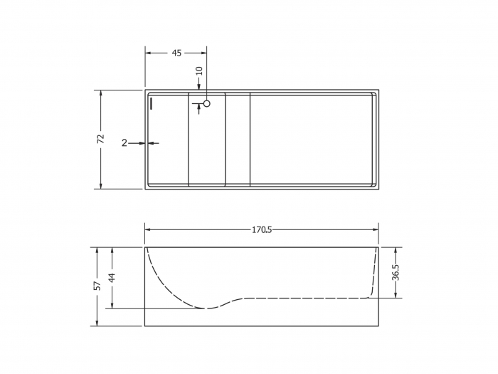 Cadă freestanding formă dreptunghiulară 171x72x57 cm culoare albă model Stone Summer [5]