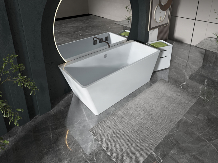 Cadă freestanding lipită de perete formă dreptunghiulară 170x74x59 cm culoare albă model Tania [3]