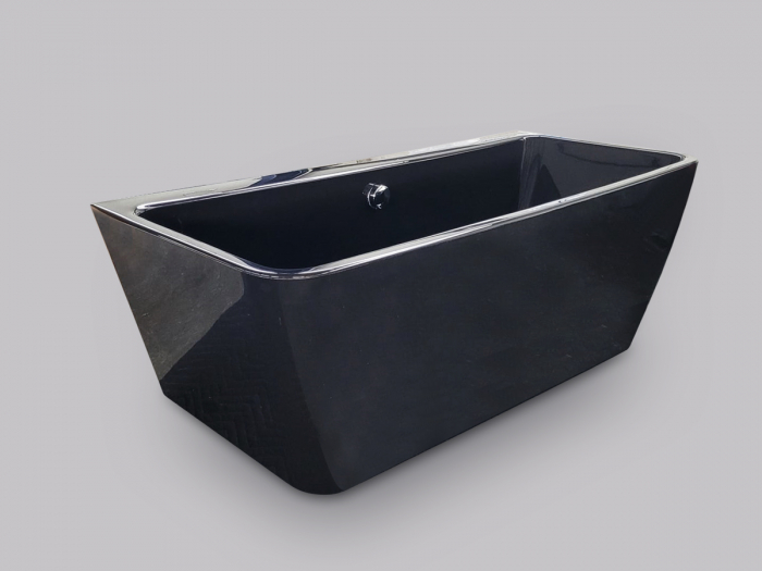 Cadă freestanding lipită de perete formă dreptunghiulară 170x74x59 cm culoare neagră model Tania [2]