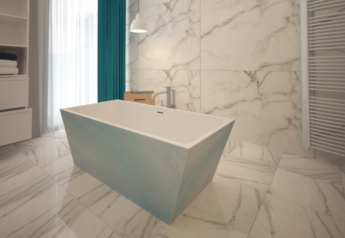 Cadă freestanding formă dreptunghiulară 170x80x59 cm culoare alb și albastru model Orhidee [4]