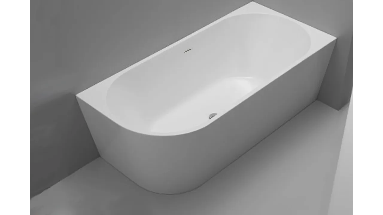 Cadă freestanding lipită de perete partea dreaptă mărime 169x80 cm culoare albă formă dreptunghiulară model Sydney White [3]