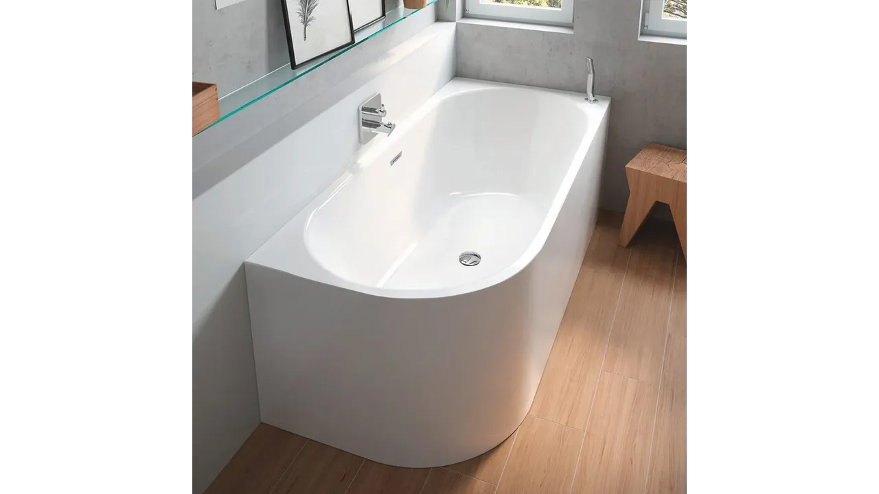 Cadă freestanding lipită de perete partea dreaptă mărime 169x80 cm culoare albă formă dreptunghiulară model Sydney White [2]