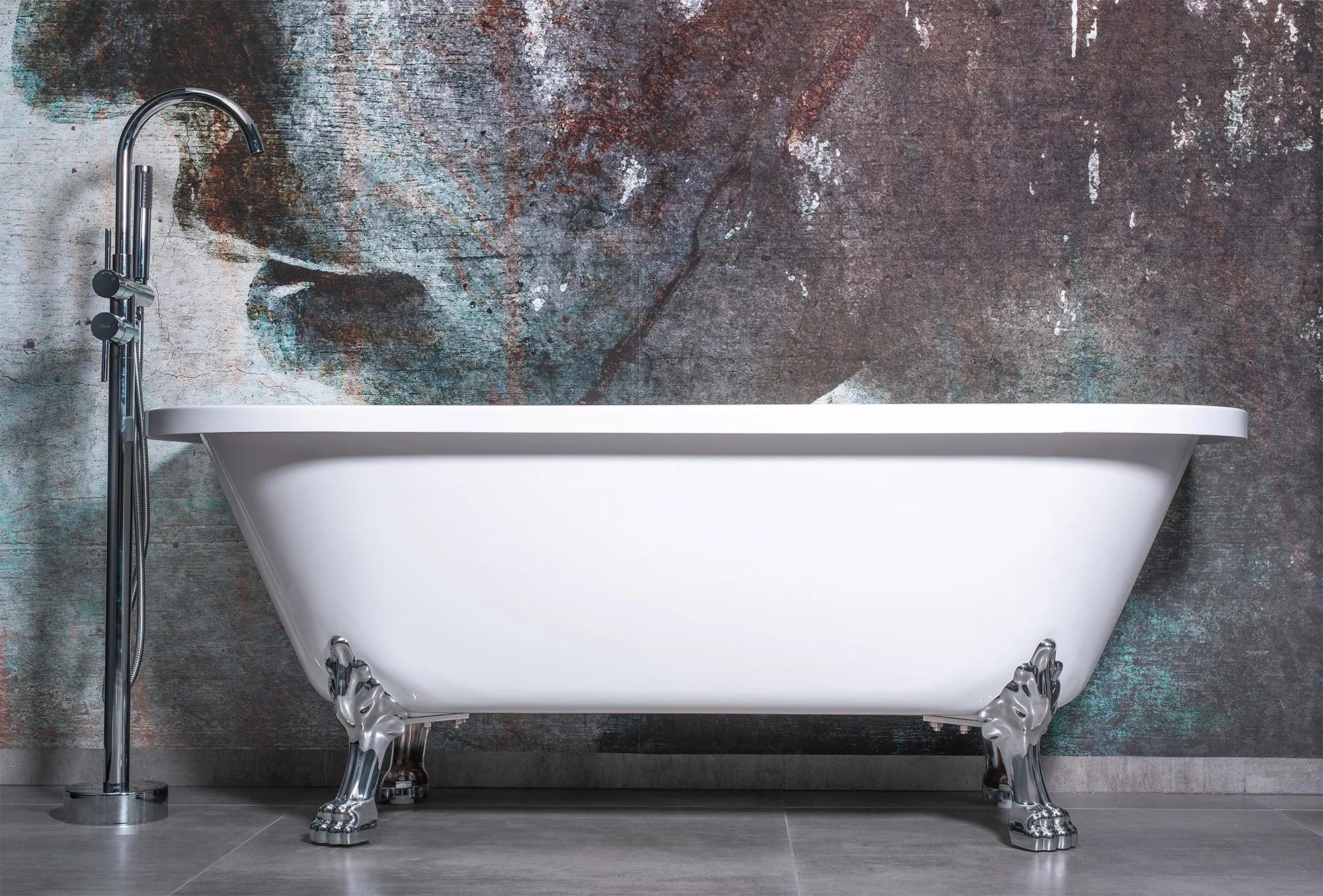 Cadă freestanding lipită de perete formă dreptunghiulară 170x76x63 cm culoare albă model Korfu [4]
