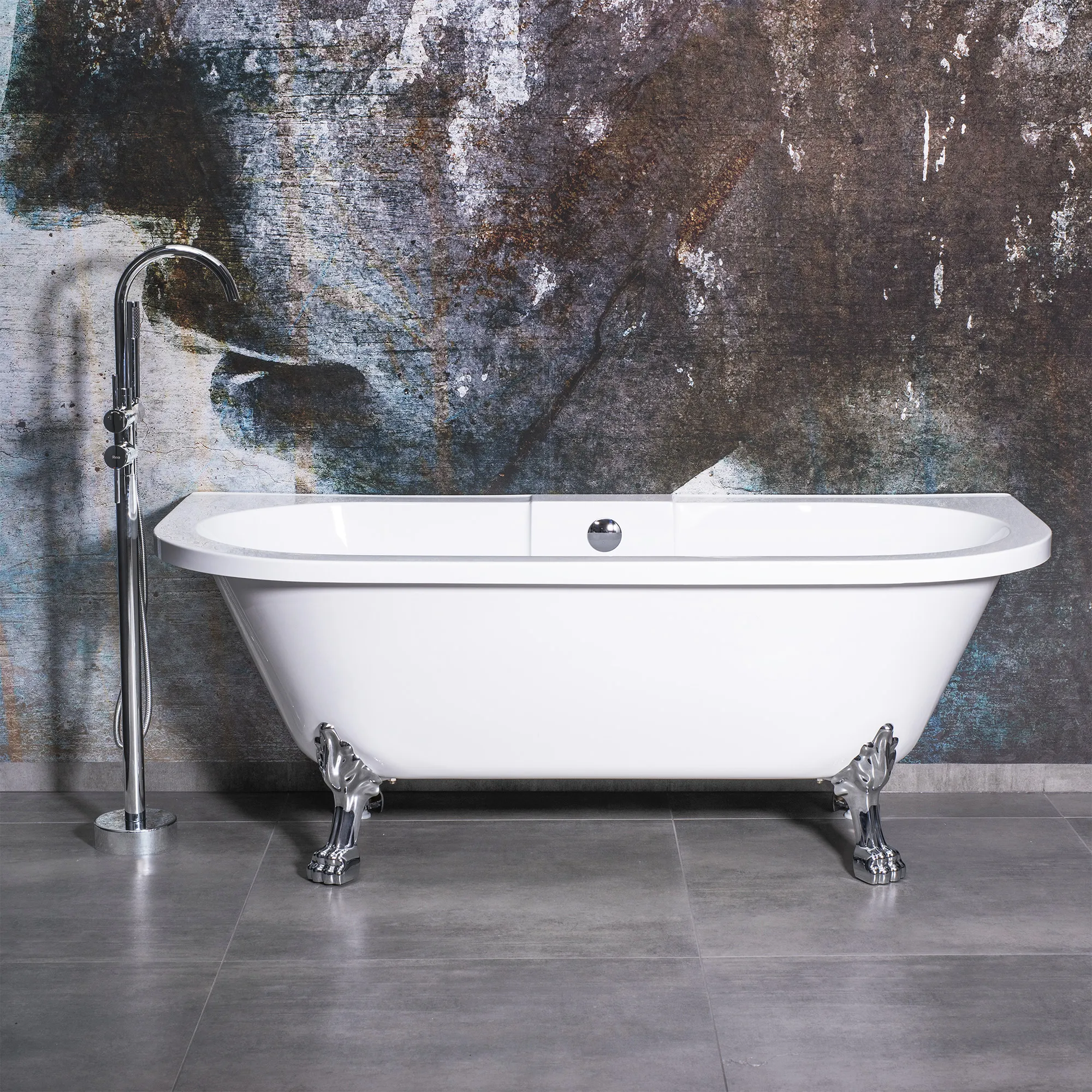 Cadă freestanding lipită de perete formă dreptunghiulară 170x76x63 cm culoare albă model Korfu [2]