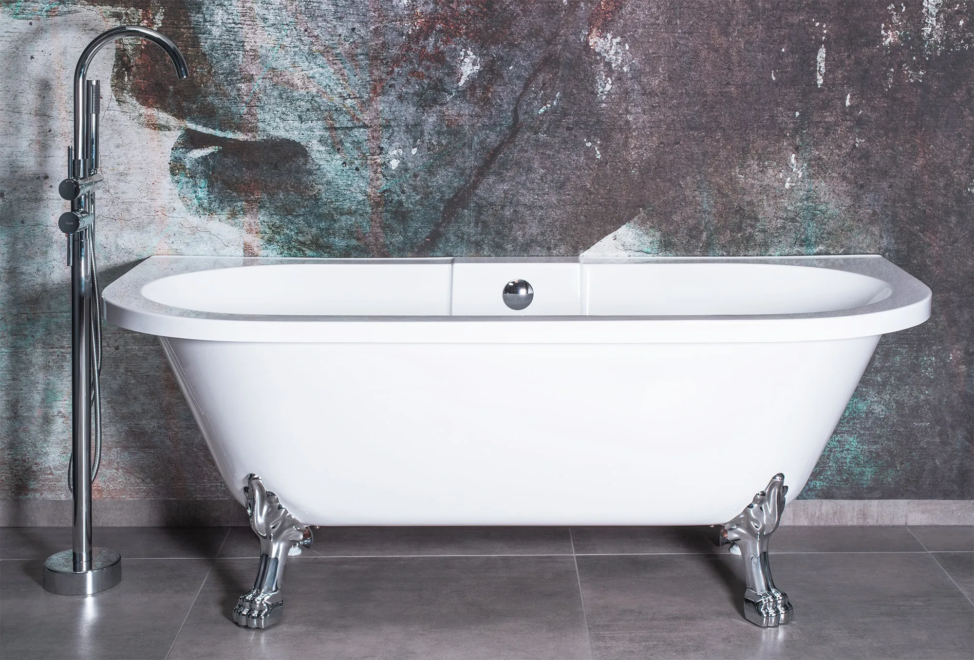 Cadă freestanding lipită de perete formă dreptunghiulară 170x76x63 cm culoare albă model Korfu [5]