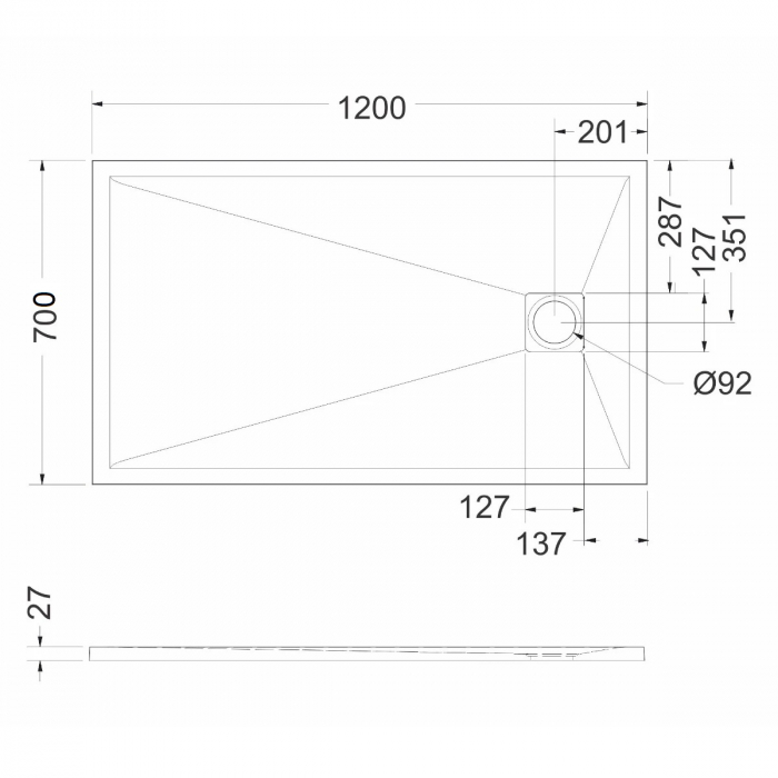 Cădiță de duș 70x120 cm formă dreptunghiulară culoare gri din compozit Eliza Grey [5]
