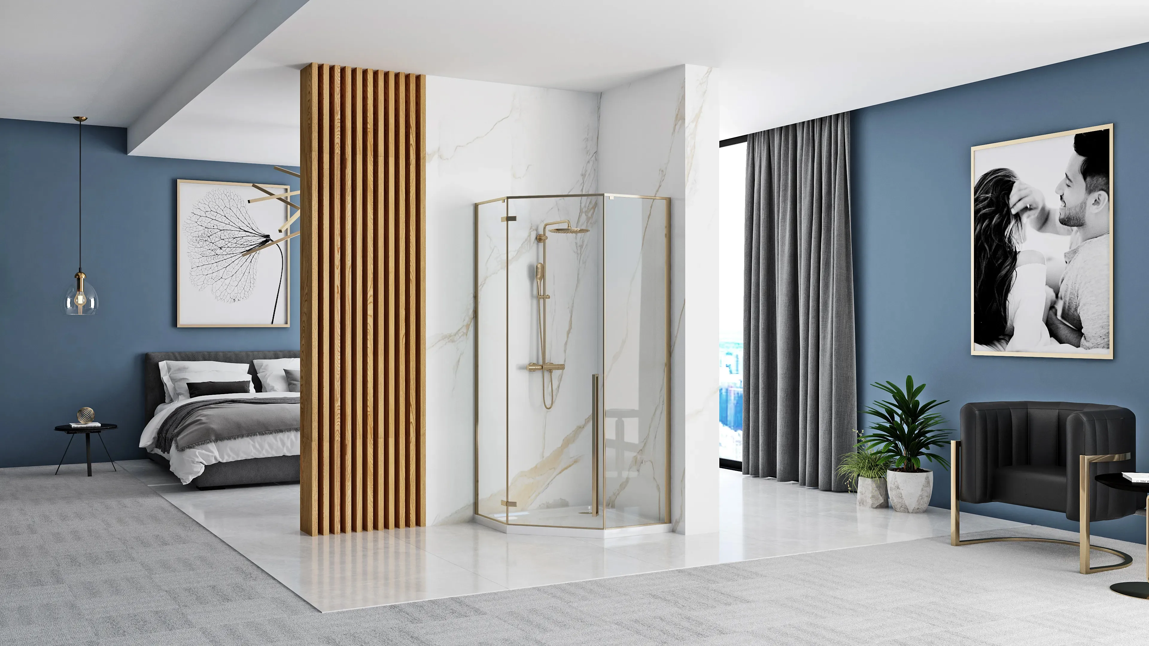 Cădiță de duș mărime 80x80 cm culoare albă formă pătrată din acril sanitar Diamond White [3]
