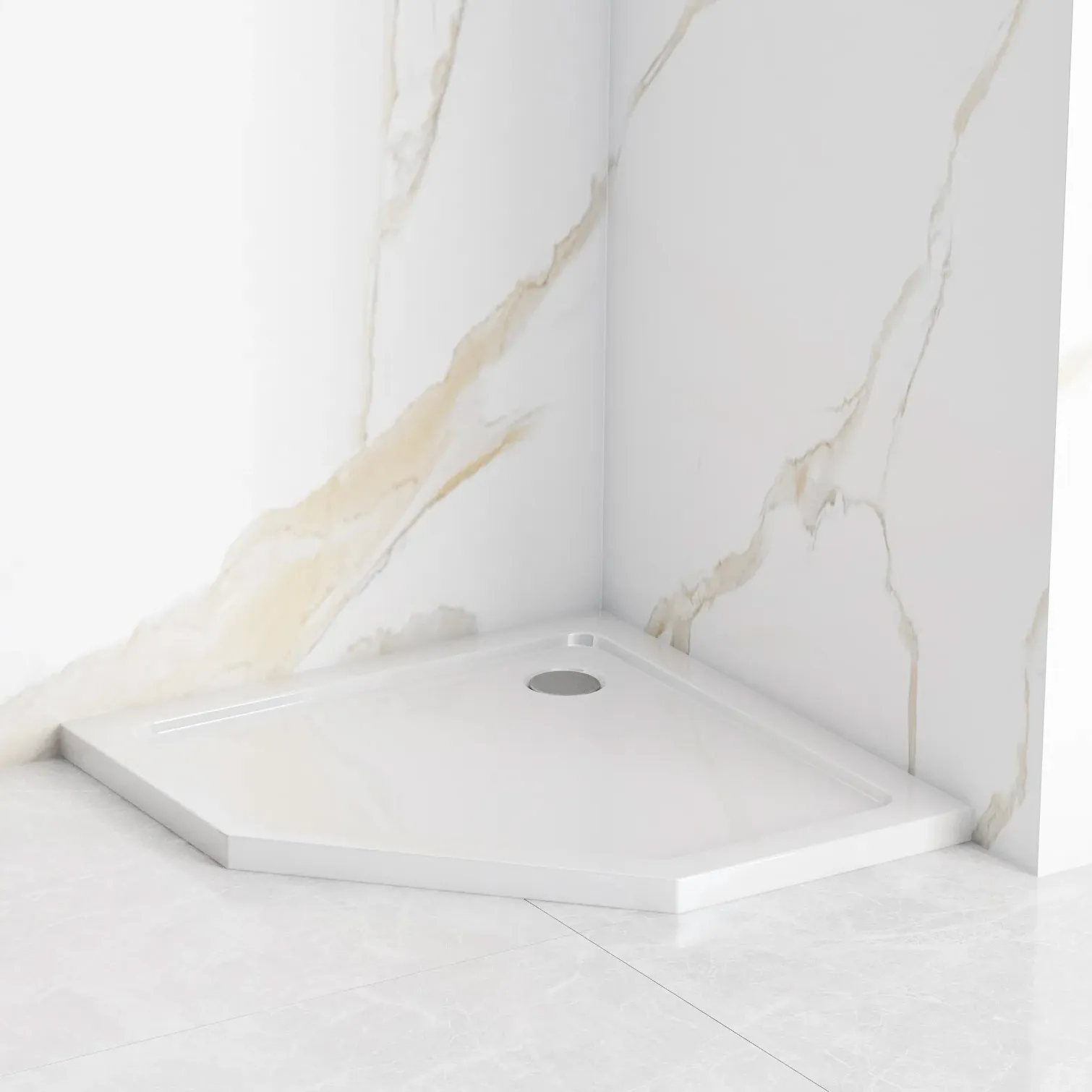 Cădiță de duș mărime 80x80 cm culoare albă formă pătrată din acril sanitar Diamond White [4]