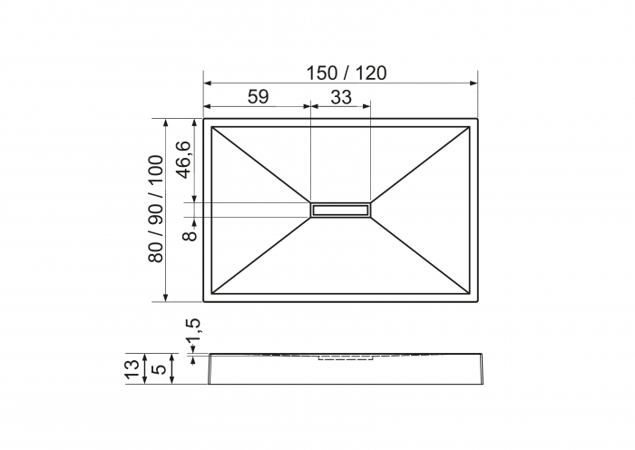 Cădiță duș din acril sanitar mărime 100x120 cm culoare neagră formă dreptunghiulară model Alexa Black [4]