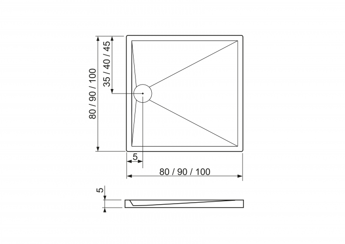Cădiță duș din acril sanitar mărime 80x80 cm culoare neagră formă pătrată model Anya Black [4]