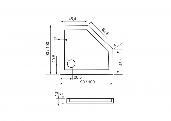 Cădiță duș din acril sanitar mărime 90x90 cm culoare albă formă pătrată model Cleo White [5]