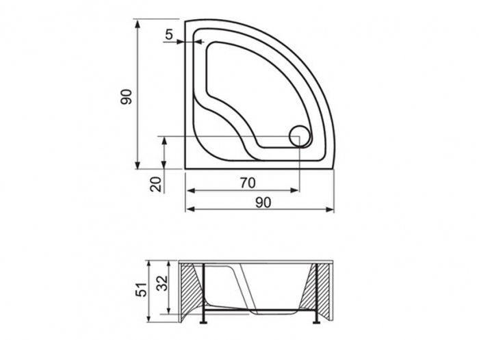 Cădiță duș din acril sanitar mărime 90x90 cm culoare albă formă pătrată model Deea White [8]