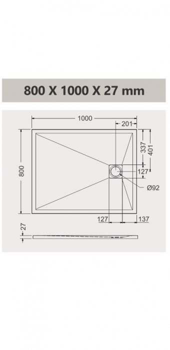 Cădiță duș din compozit 80x100 cm formă dreptunghiulară culoare neagră Eliza Black [5]