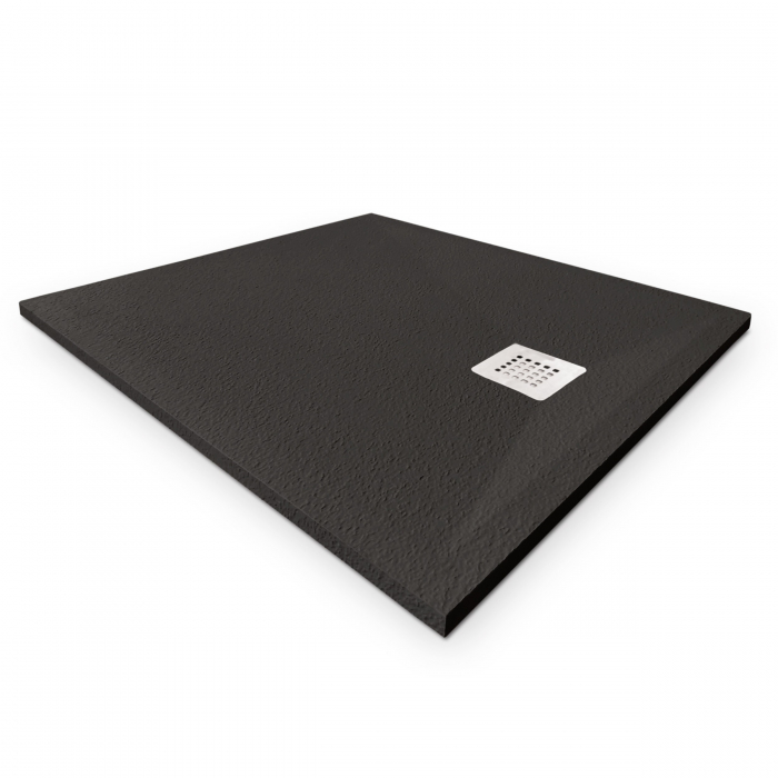 Cădiță de duș 80x80 cm formă pătrată culoare neagră din compozit Eliza Black [4]