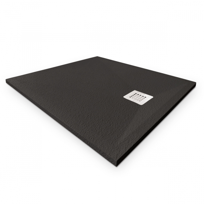 Cădiță de duș 90x90 cm formă pătrată culoare neagră din compozit Eliza Black [4]