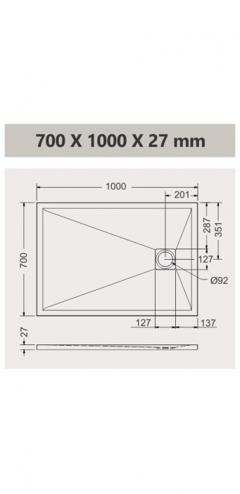 Cădiță duș 70x100 cm formă dreptunghiulară culoare neagră din compozit Eliza Black [5]