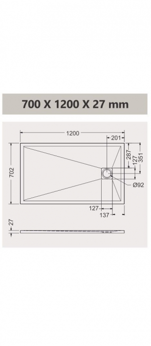 Cădiță duș din compozit 70x120 cm formă dreptunghiulară culoare neagră Eliza Black [5]