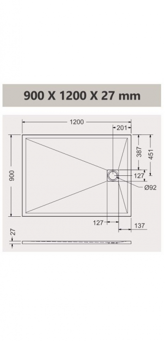 Cădiță duș 90x120 cm formă dreptunghiulară culoare neagră din compozit Eliza Black [5]