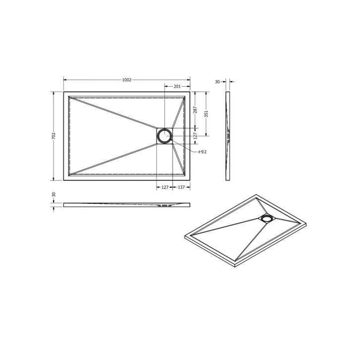 Cădiță de duș din compozit mărime 70x100 cm culoare albă formă dreptunghiulară model Eliza White [5]
