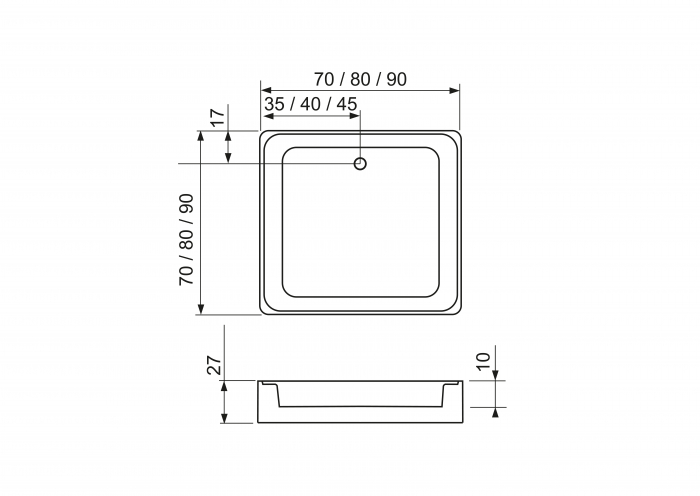 Cădiță duș din acril sanitar mărime 80x80 cm culoare albă formă pătrată model Erika White [5]