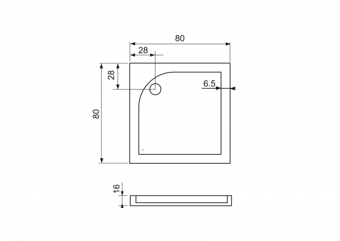 Cădiță duș din acril sanitar mărime 80x80 cm culoare albă formă pătrată model Sephora White [6]