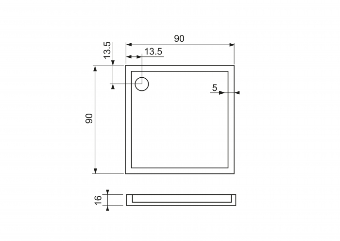 Cădiță de duș din acril sanitar mărime 90x90 cm culoare neagră formă pătrată model Lara Black [4]