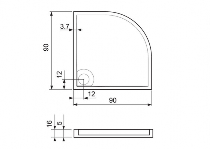 Cădiță de duș din acril sanitar mărime 90x90 cm culoare albă formă pătrată model Semi White [8]