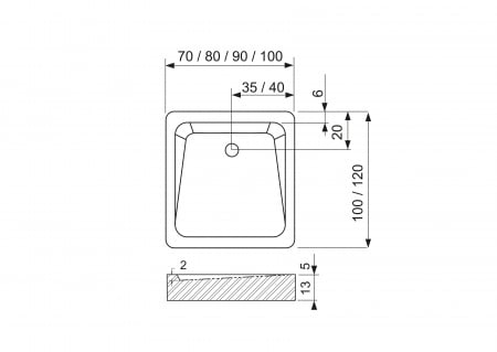 Cădiță de duș din acril sanitar mărime 70x100 cm culoare neagră formă dreptunghiulară model Achile Black [5]