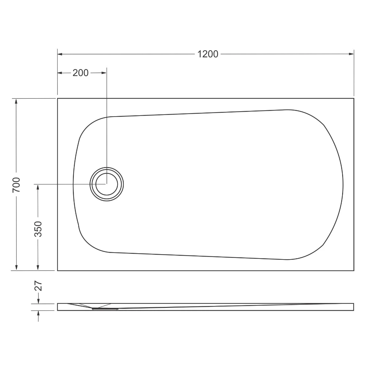 Cădiță duș 70x120 formă dreptunghiulară culoare neagră din compozit Selene [5]