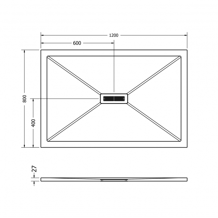 Cădiță duș 80x120 cm formă dreptunghiulară culoare crem din compozit Electra [5]