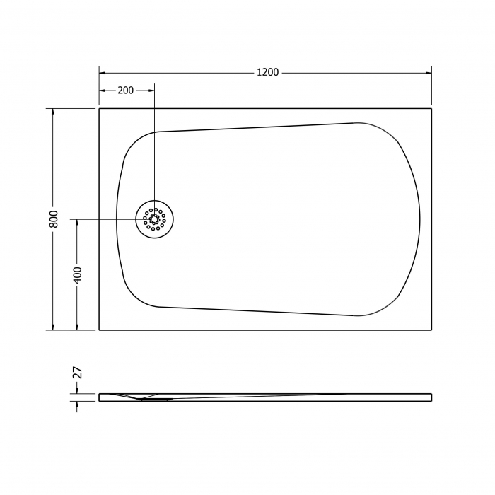 Cădiță de duș 80x120 cm formă dreptunghiulară culoare crem din compozit Selene [5]