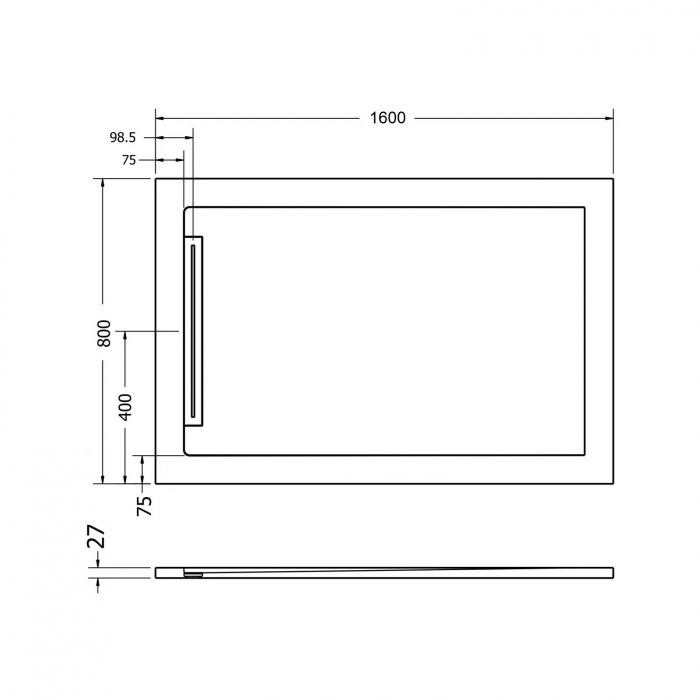 Cădiță duș 80x160 cm formă dreptunghiulară culoare gri din compozit Freya [6]