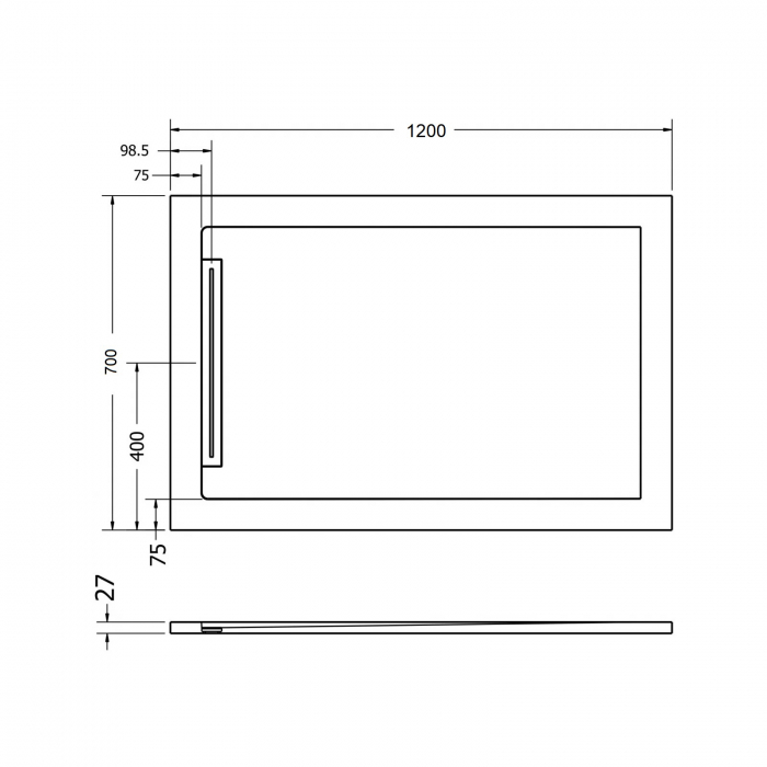 Cădiță duș 70x120 cm formă dreptunghiulară culoare neagră din compozit Freya [6]