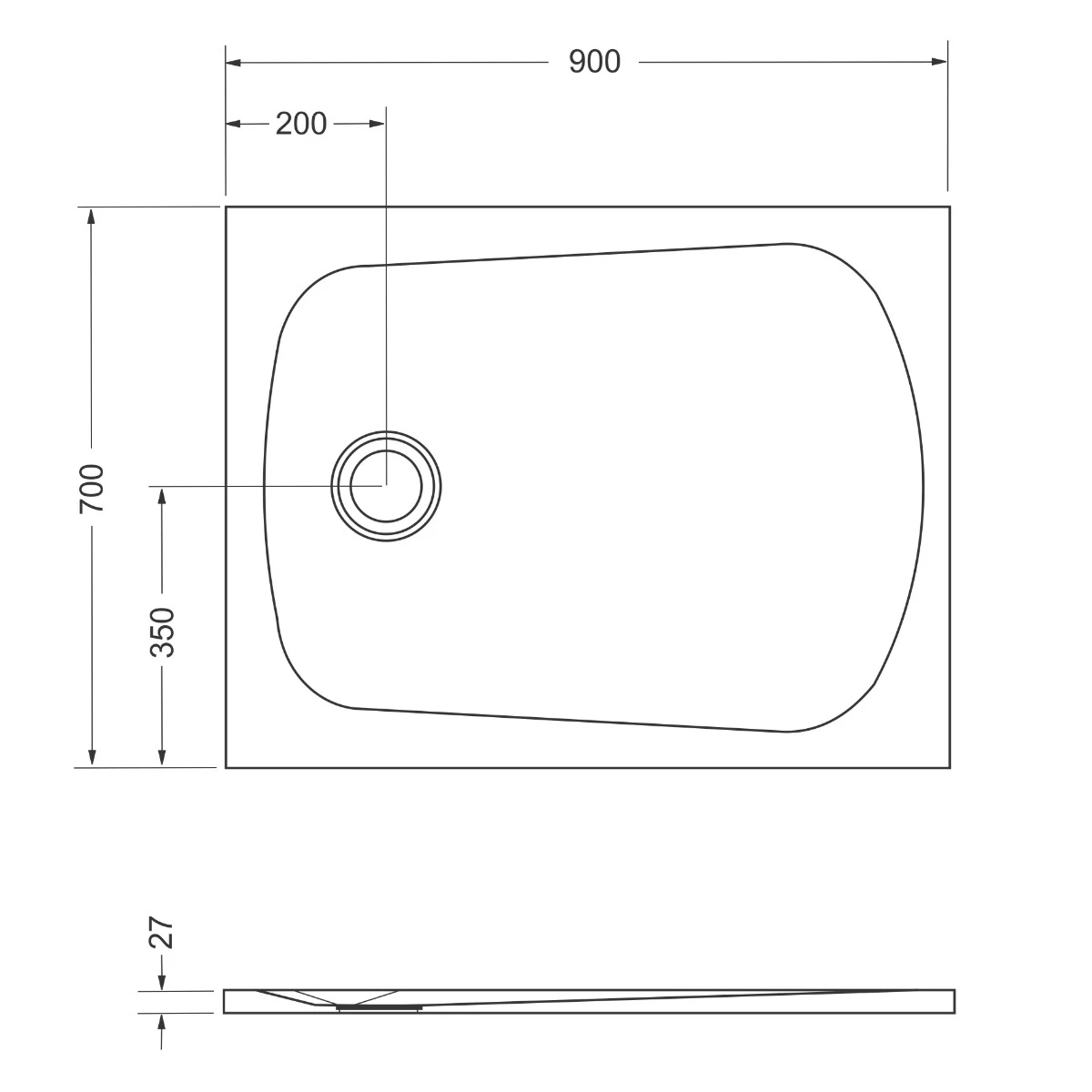 Cădiță duș 70x90 cm formă dreptunghiulară culoare albă din compozit Selene [5]