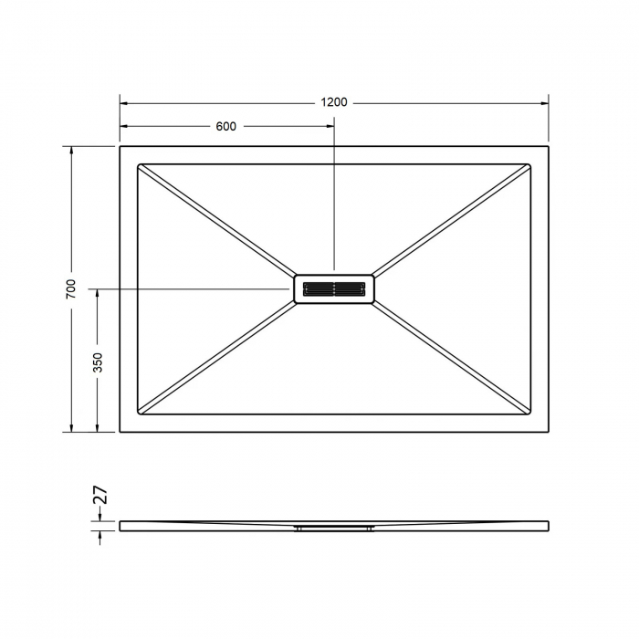 Cădiță de duș 70x120 cm formă dreptunghiulară culoare neagră din compozit Electra [5]