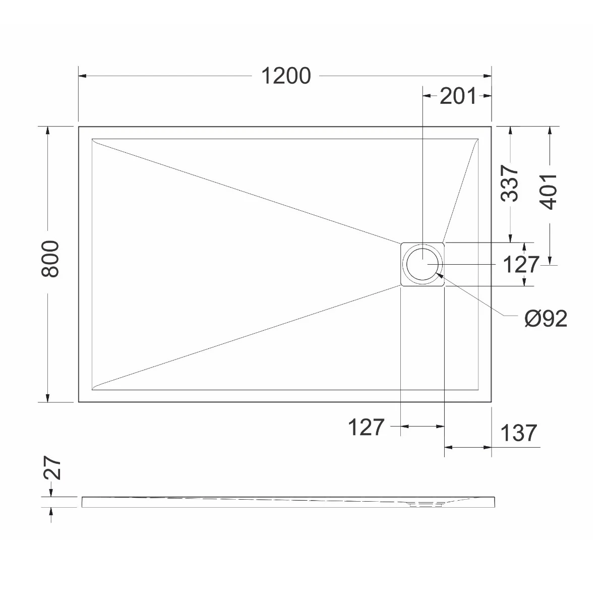 Cădiță duș 80x120 cm formă dreptunghiulară culoare gri din compozit Eliza Grey [5]