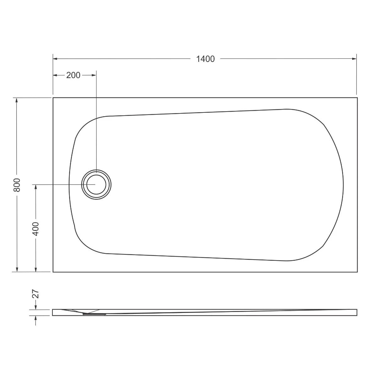 Cădiță duș 80x140 cm formă dreptunghiulară culoare gri din compozit Selene [5]