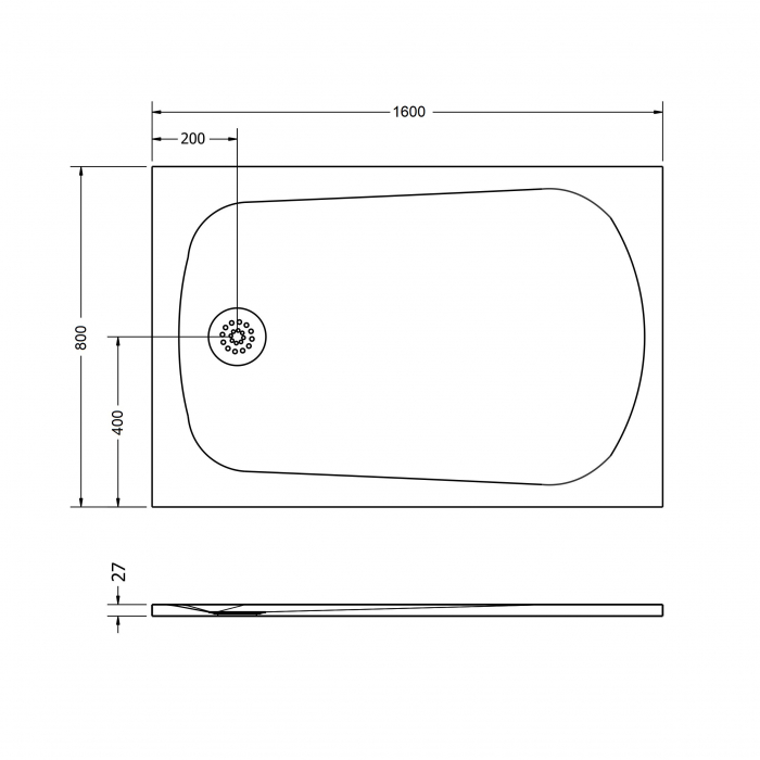 Cădiță duș 80x160 cm formă dreptunghiulară culoare albă din compozit Selene [5]