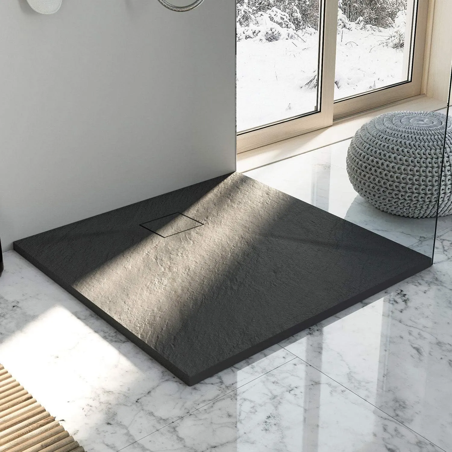 Cădiță duș din compozit/ABS mărime 90x90 cm formă pătrată culoare neagră model Magnum Black [2]