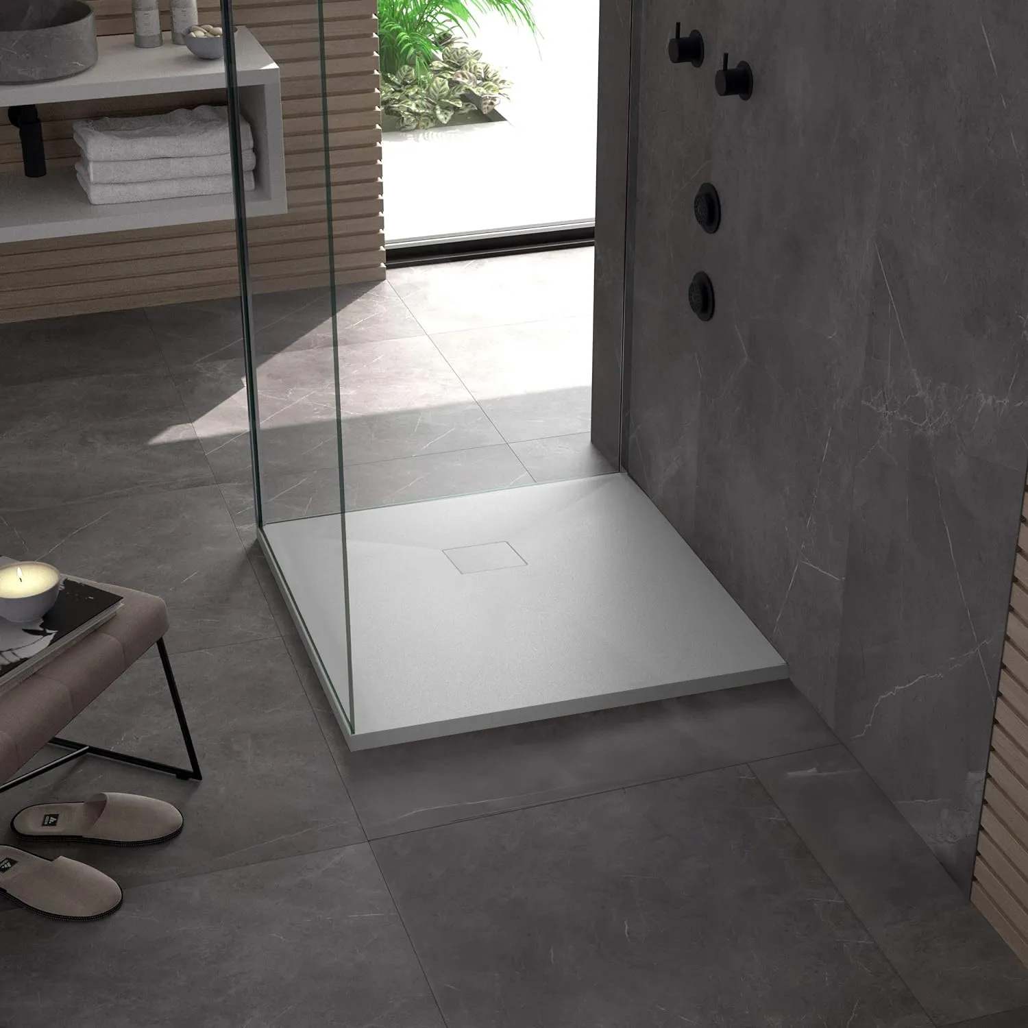Cădiță duș din compozit/ABS mărime 90x90 cm formă pătrată culoare albă model Magnum White [3]