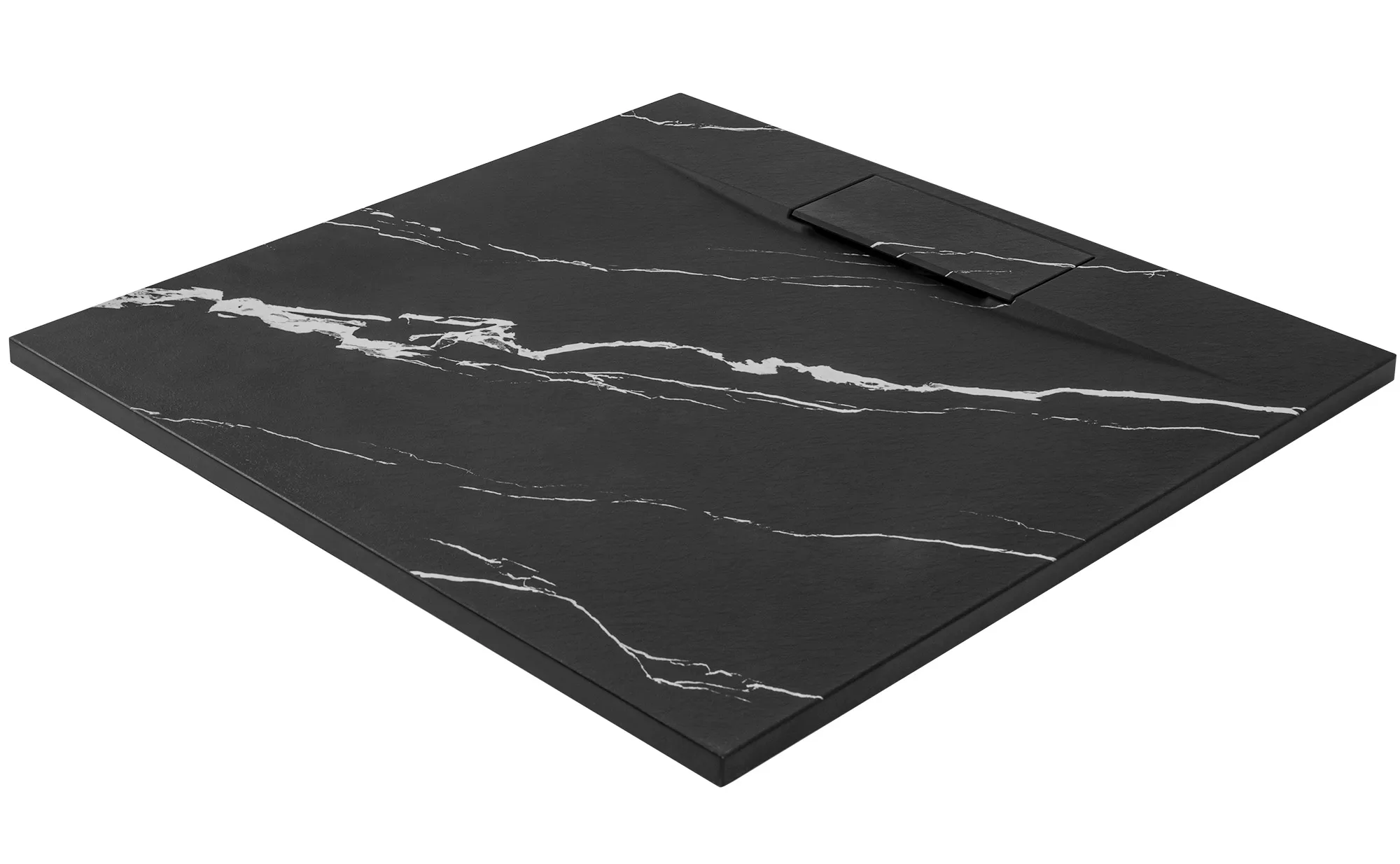 Cădiță duș din compozit/ABS mărime 90x90 cm formă pătrată finisaj imitație de piatră model Bazalt Carrara Black [2]