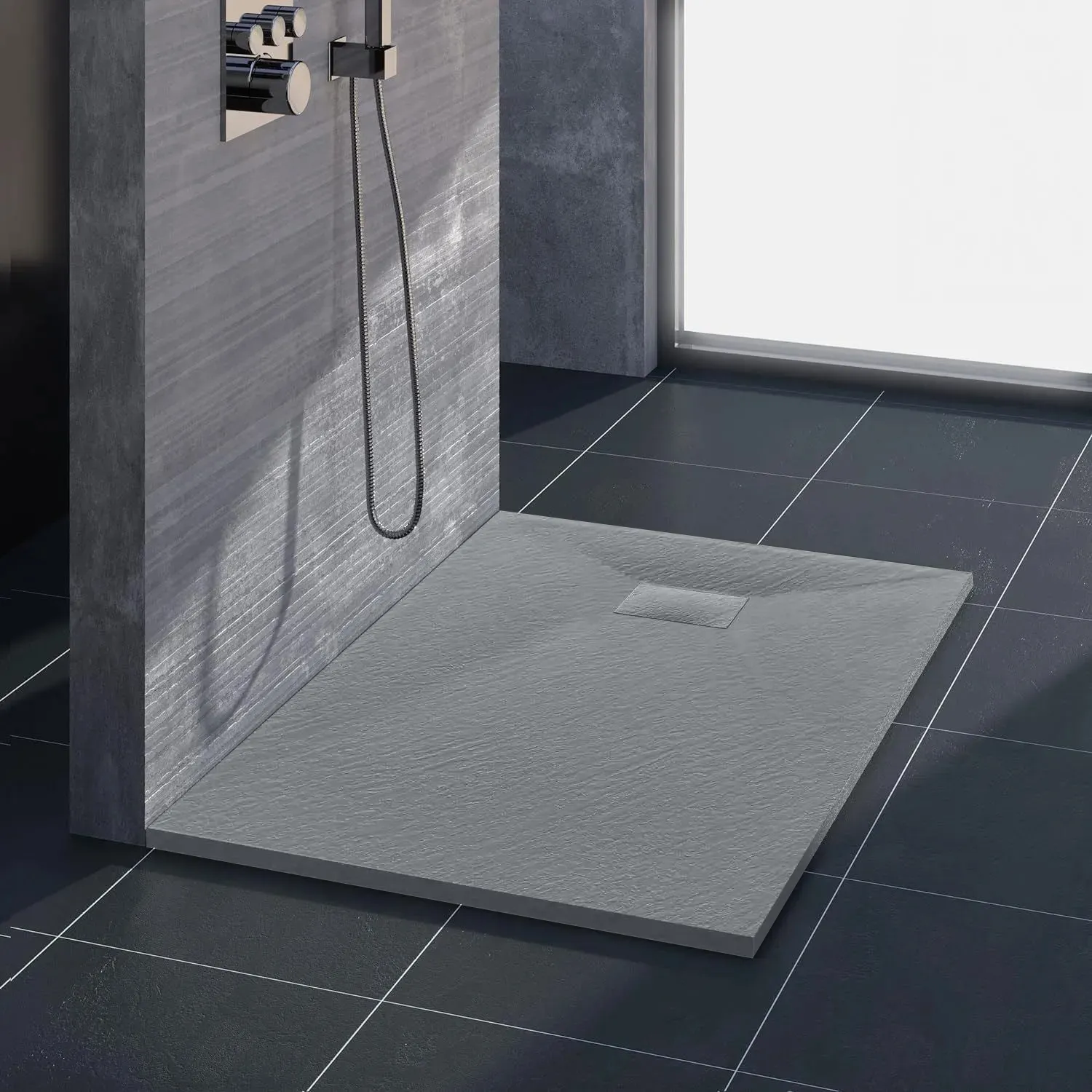 Cădiță duș din compozit/ABS mărime 120x90 cm formă dreptunghiulară culoare gri model Magnum Grey [4]