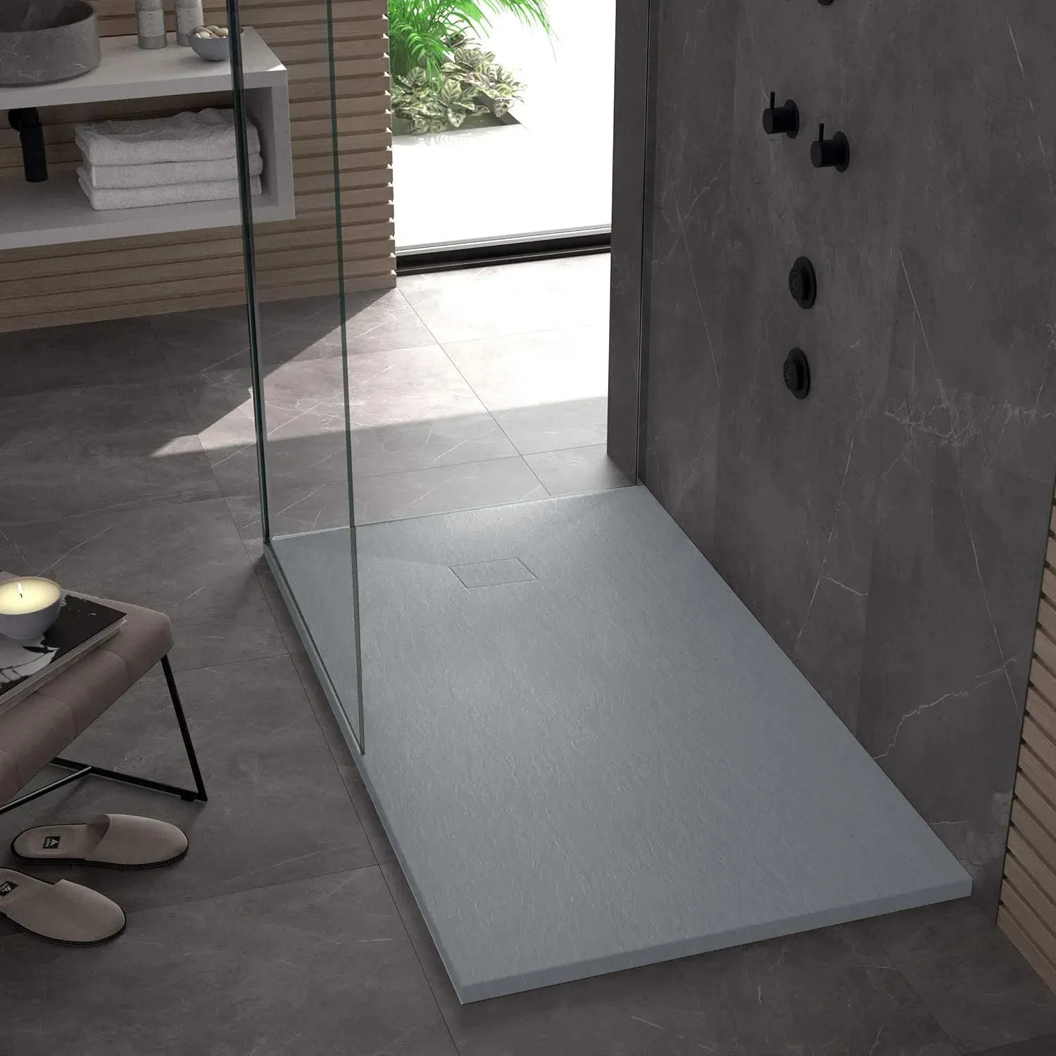 Cădiță duș din compozit/ABS mărime 120x90 cm formă dreptunghiulară culoare gri model Magnum Grey [3]