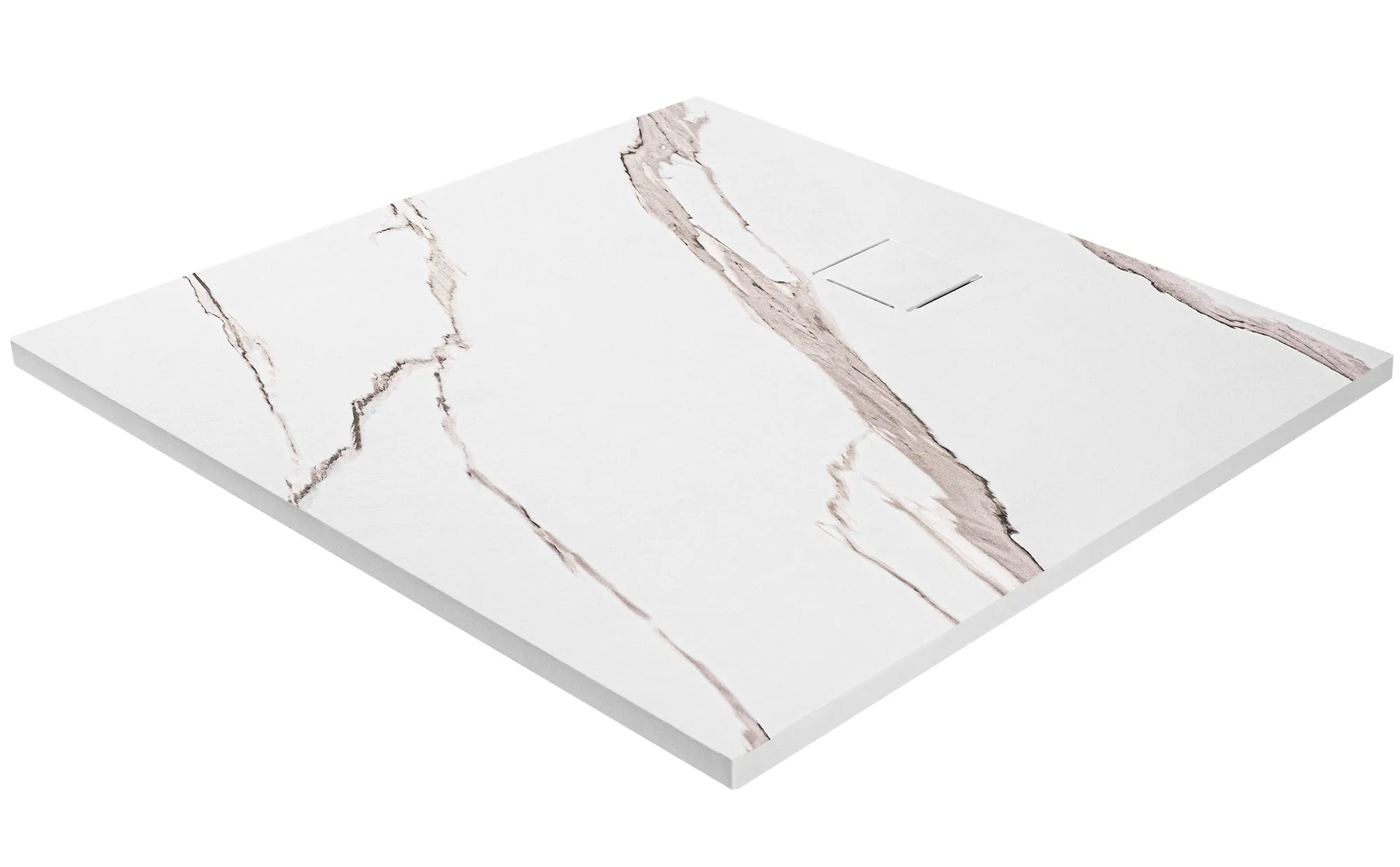 Cădiță duș din compozit/ABS mărime 90x90 cm formă pătrată finisaj imitație de piatră model Magnum Carrara White [2]