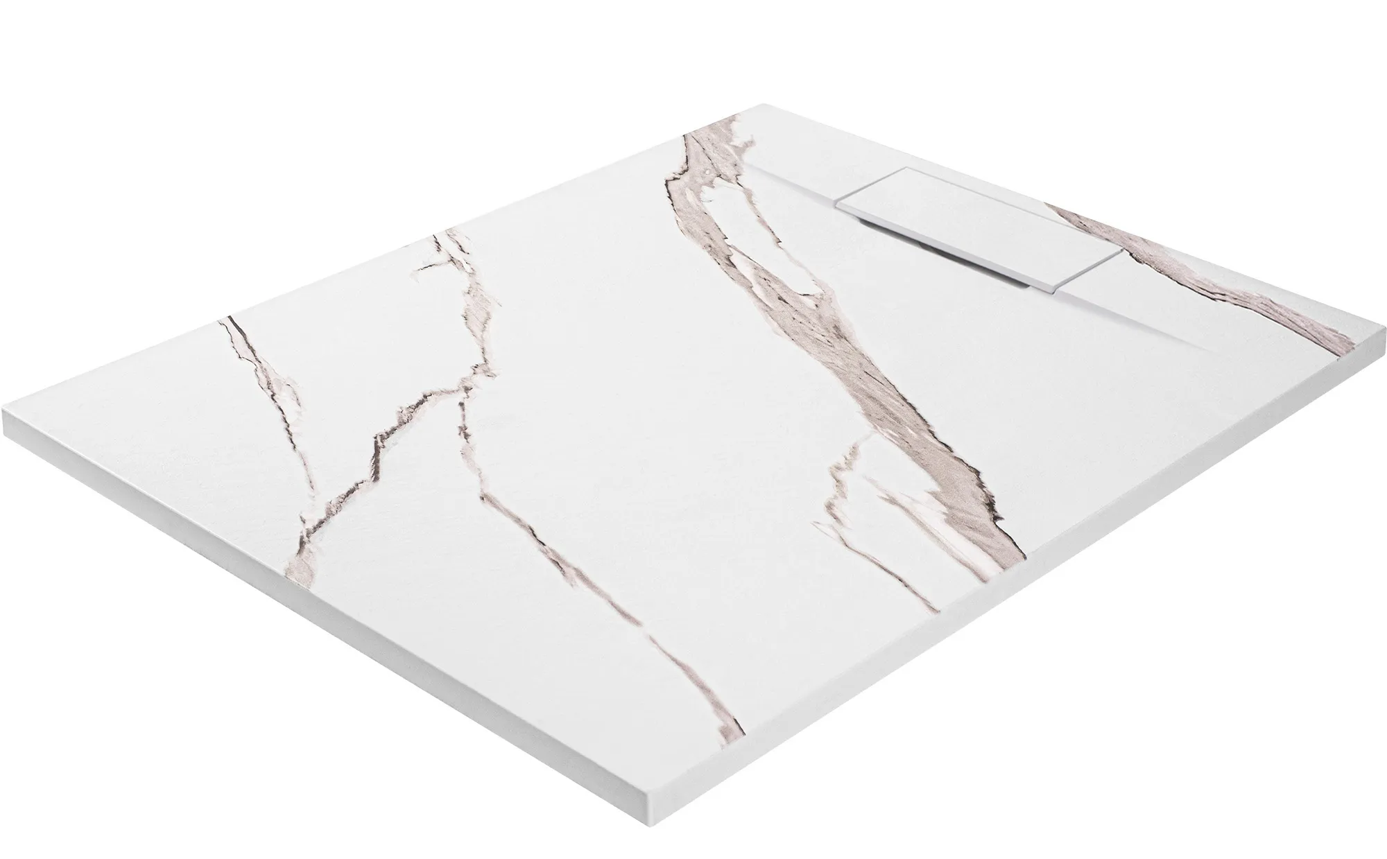 Cădiță duș din compozit/ABS mărime 80x100 cm formă dreptunghiulară finisaj imitație de piatră model Bazalt Carrara White [2]
